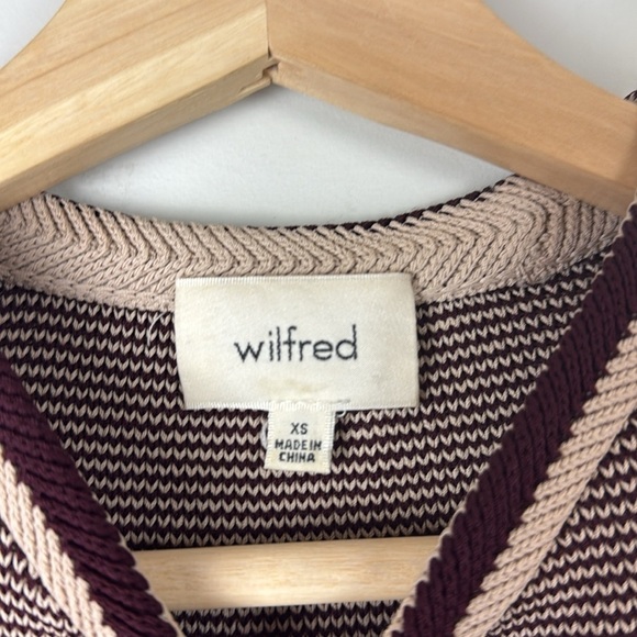 Aritzia Wilfred Palmier Sweater in Maroon/Cream Stripes Size Extra Small - Picture 3 of 8